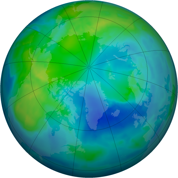 Arctic ozone map for 25 October 2012